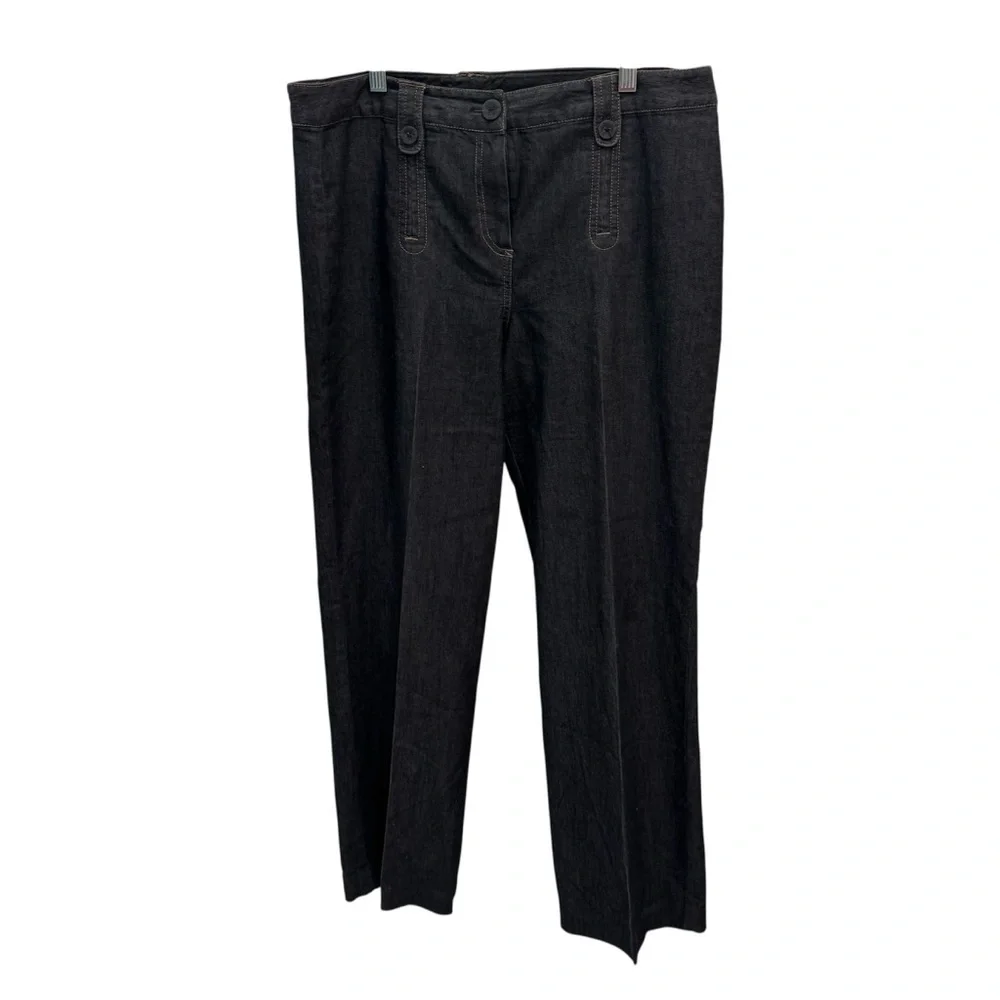 Larry Levine Black Jeans Stretch Size 10 Wide Leg Trousers